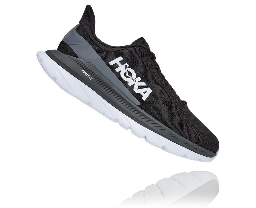 Hoka One One Running Shoes Womens Black/White - Mach 4 - 32708LMHT